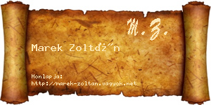 Marek Zoltán névjegykártya